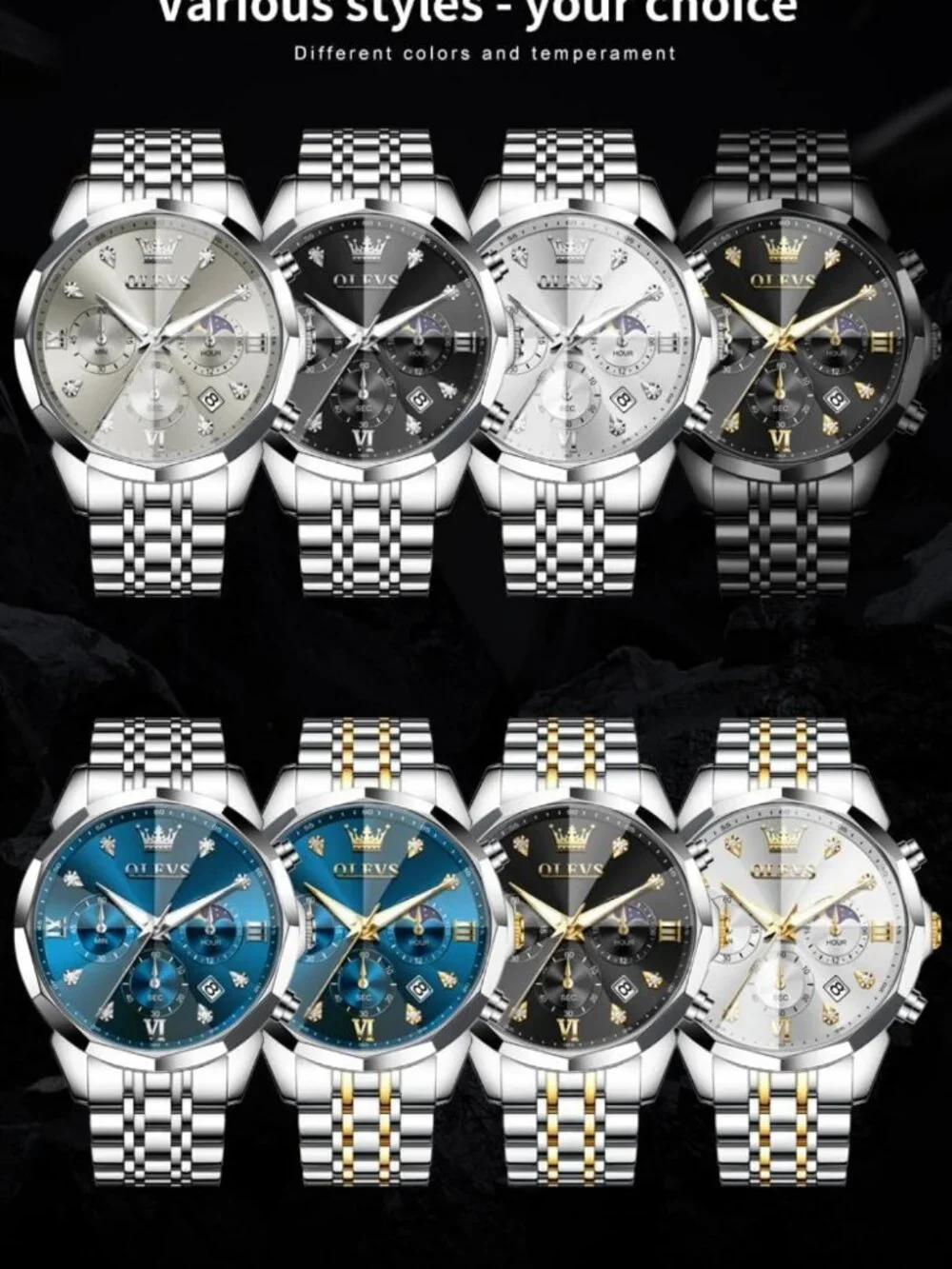 Stylish Stainless Steel Men's Chronograph Watch | Waterproof Big Face Dress